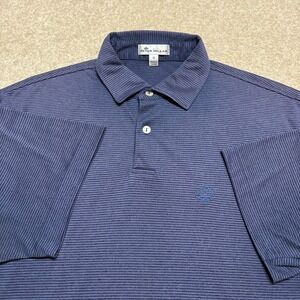 Peter Millar Polo Shirt Mens Medium Blue Striped Evanston Golf Club Polyester
